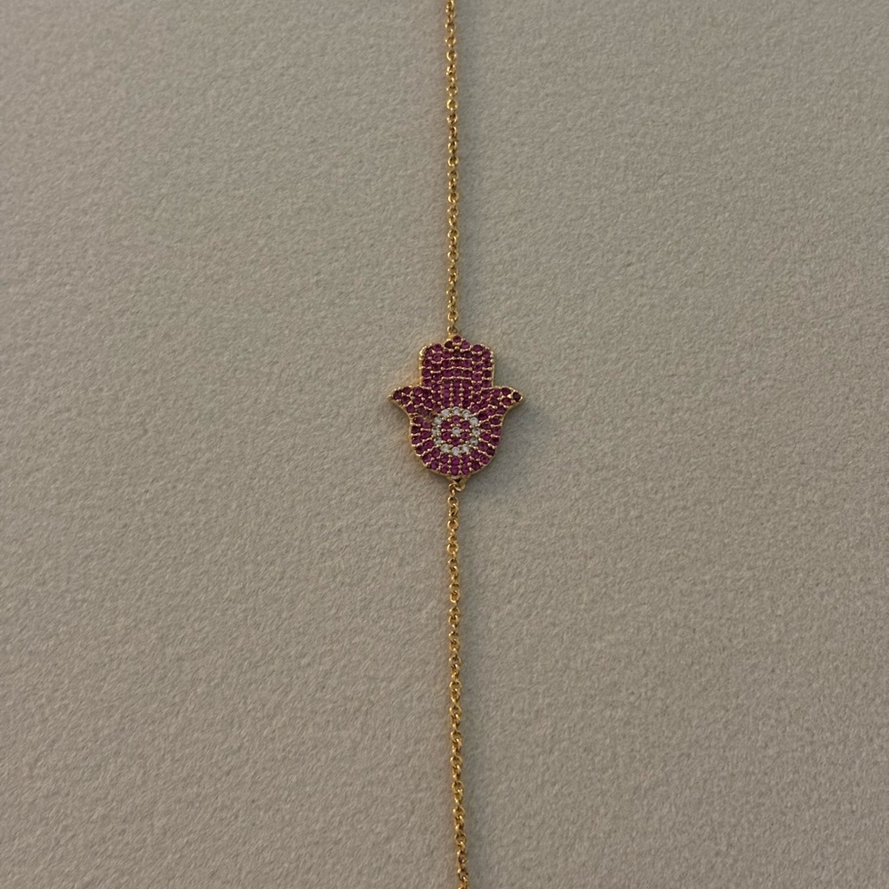 Gold and Pink Hamsa Bracelet